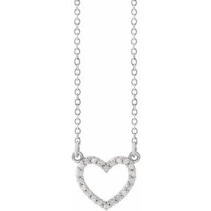 Ladies Natural Diamond Petite Heart Necklace (I1, G-H) — 14K White Gold