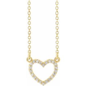 Ladies Natural Diamond Petite Heart Necklace (I1, G-H) — 14K Yellow Gold