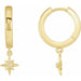 Ladies Natural Diamond Celestial Hinged Hoop Earrings — 14K Yellow Gold