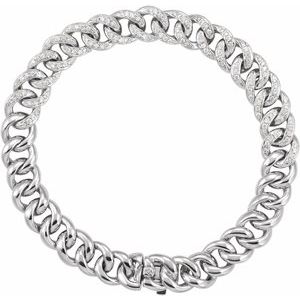 Ladies Natural Diamond Curb Bracelet (I1, G-H) — 14K White Gold