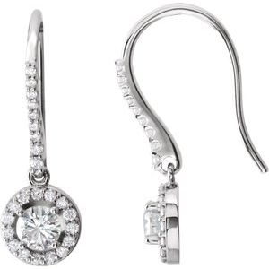 Ladies Natural Diamond Halo-Style Earrings — 14K White Gold