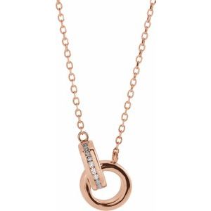 Ladies Natural Diamond Interlocking Circle Necklace (I1, G-H) — 14K Rose Gold