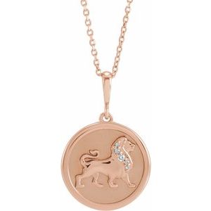 Ladies Natural Diamond Lion Necklace (I1, G-H) — 14K Rose Gold