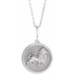 Ladies Natural Diamond Lion Necklace (I1, G-H) — 14K White Gold