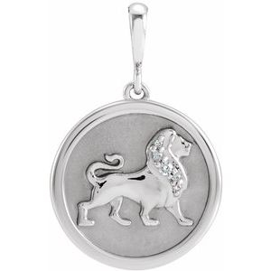 Ladies Natural Diamond Lion Charm/Pendant — Sterling Silver