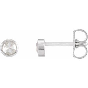 Ladies Rose-Cut Natural Diamond Bezel-Set Earrings (Vs/Si1, Ghi) — Sterling Silver
