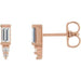 Ladies Natural Diamond Bar Earrings — 14K Rose Gold
