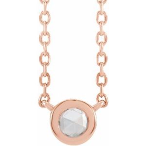 Ladies Rose-Cut Natural Diamond Bezel-Set Necklace (Vs/Si1, Ghi) — 14K Rose Gold