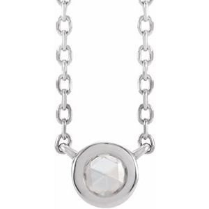 Ladies Rose-Cut Natural Diamond Bezel-Set Necklace (Vs/Si1, Ghi) — Sterling Silver