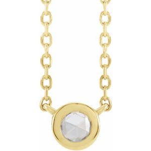 Ladies Rose-Cut Natural Diamond Bezel-Set Necklace (Vs/Si1, Ghi) — 14K Yellow Gold