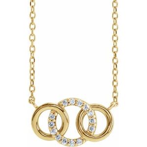 Ladies Natural Diamond Interlocking Circle Necklace (I1, G-H) — 14K Yellow Gold