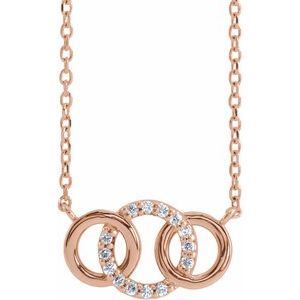 Ladies Natural Diamond Interlocking Circle Necklace (I1, G-H) — 14K Rose Gold