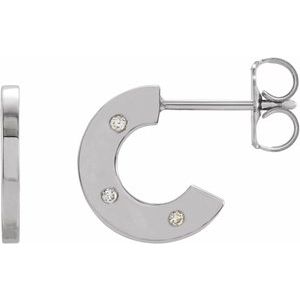 Ladies Natural Diamond Flat Hoop Earrings (I1, G-H) — Sterling Silver