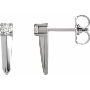 Ladies Natural Diamond Knife-Edge Bar Earrings — Platinum