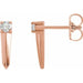 Ladies Natural Diamond Knife-Edge Bar Earrings — 14K Rose Gold