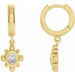 Ladies Natural Diamond Beaded Bezel-Set Hinged Hoop Earrings — 14K Yellow Gold