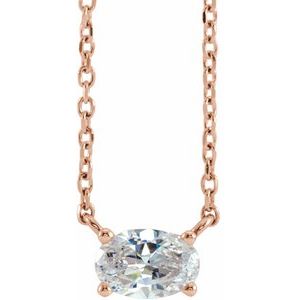Ladies Natural Diamond Solitaire Necklace (Si2-Si3, G-H) — 14K Rose Gold