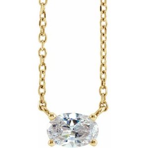 Ladies Natural Diamond Solitaire Necklace (Si2-Si3, G-H) — 14K Yellow Gold