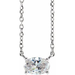 Ladies Natural Diamond Solitaire Necklace (Si2-Si3, G-H) — Platinum
