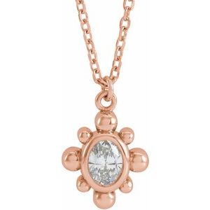 Ladies Natural Diamond Beaded Necklace (I1, G-H) — 14K Rose Gold