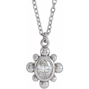 Ladies Natural Diamond Beaded Necklace (I1, G-H) — 14K White Gold