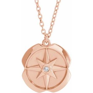Ladies Natural Diamond Star Necklace (I1, G-H) — 14K Rose Gold
