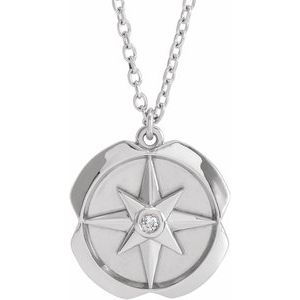 Ladies Natural Diamond Star Necklace (I1, G-H) — 14K White Gold