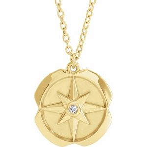 Ladies Natural Diamond Star Necklace (I1, G-H) — 14K Yellow Gold
