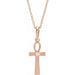 Ladies Natural Diamond Ankh Cross Necklace (I1, G-H) — 14K Rose Gold