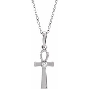 Ladies Natural Diamond Ankh Cross Necklace (Si2-Si3, G-H) — Platinum