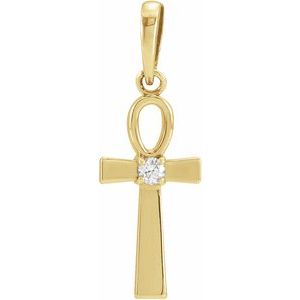 Ladies Natural Diamond Ankh Cross Pendant (I1, G-H) — 14K Yellow Gold
