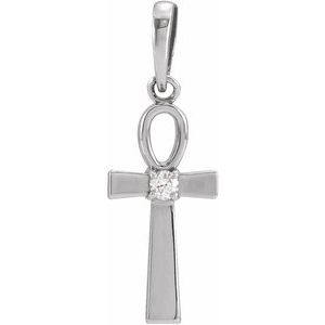 Ladies Natural Diamond Ankh Cross Pendant (Si2-Si3, G-H) — Platinum