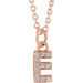 Ladies Natural Diamond Petite Initial E Necklace (I1, H+) — 14K Rose Gold