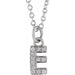 Ladies Natural Diamond Petite Initial E Necklace (I1, H+) — 14K White Gold