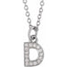 Ladies Natural Diamond Petite Initial D Necklace (I1, H+) — 14K White Gold
