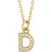Ladies Natural Diamond Petite Initial D Necklace (I1, H+) — 14K Yellow Gold