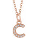 Ladies Natural Diamond Petite Initial C Necklace (I1, H+) — 14K Rose Gold