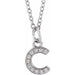 Ladies Natural Diamond Petite Initial C Necklace (I1, H+) — 14K White Gold