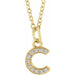 Ladies Natural Diamond Petite Initial C Necklace (I1, H+) — 14K Yellow Gold