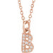 Ladies Natural Diamond Petite Initial B Necklace (I1, H+) — 14K Rose Gold