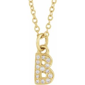Ladies Natural Diamond Petite Initial B Necklace (I1, H+) — 14K Yellow Gold