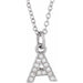 Ladies Natural Diamond Petite Initial A Necklace (I1, H+) — 14K White Gold