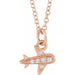 Ladies Natural Diamond Petite Airplane Necklace (I1, H+) — 14K Rose Gold