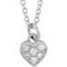 Ladies Natural Diamond Petite Heart Necklace (I1, H+) — 14K White Gold