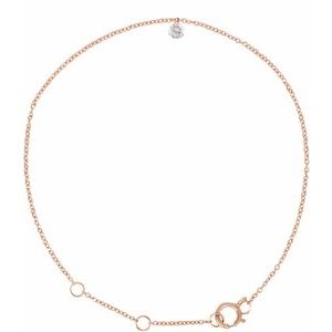Ladies Drilled Natural Diamond Solitaire 6 1/2-7 1/ Bracelet (I1, G-H) — 14K Rose Gold