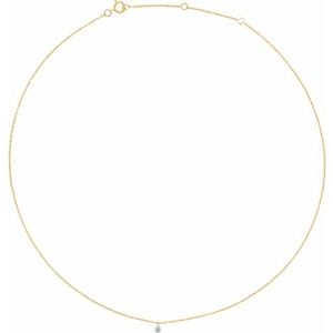 Ladies Drilled Natural Diamond Solitaire Necklace (I1, G-H) — 14K Yellow Gold