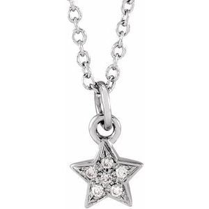 Ladies Natural Diamond Youth Petite Star Necklace (I1, H+) — 14K White Gold