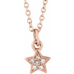 Ladies Natural Diamond Youth Petite Star Necklace (I1, H+) — 14K Rose Gold