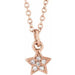 Ladies Natural Diamond Youth Petite Star Necklace (I1, H+) — 14K Rose Gold