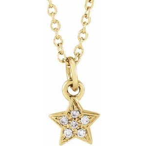 Ladies Natural Diamond Youth Petite Star Necklace (I1, H+) — 14K Yellow Gold